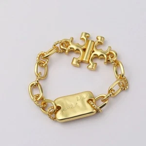 Tory Burch Gold Plated Classic Double T Lady Bracelet - Picture 1 of 2
