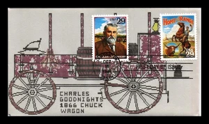 DR JIM STAMPS US COVER CHARLES GOODNIGHT LEGENDS OF THE WEST FDC COMBO HAND MADE - Picture 1 of 2