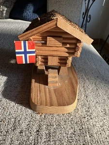 Vintage Norwegian Wooden Stabbur House Match Holder - Picture 1 of 7