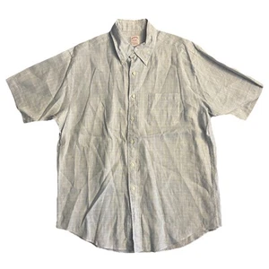 Brooks Brothers 100% Linen Shirt Mens Size Large Button Up Short Sleeve Plaid - Picture 1 of 8