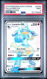 PSA 9 Lucario GX SV64/SV94 Hidden Fates: Shiny Vault Pokemon TCG New Cert - Picture 1 of 3