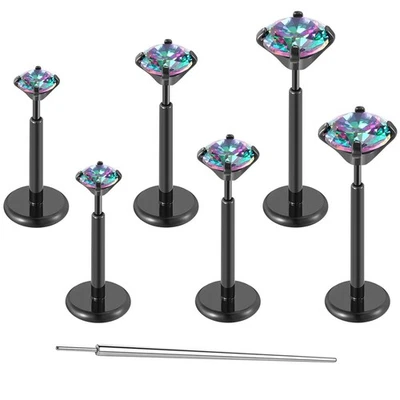 Pendientes traseros planos 20G Stud G23 titanio sin rosca Tragus Labret cartílago L... Foto 1 de 4