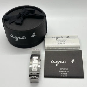 Agnes b. Dual Time Rectangular Face Stainless Steel Bracelet watch - Picture 1 of 6