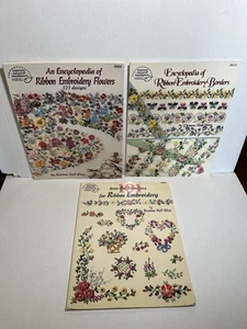 Lot of 3 - Encyclopedia Of Ribbon Embroidery Flowers - Picture 1 of 4