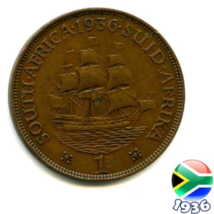 A SOUTH AFRICA 1936 GEORGE V ONE PENNY coin, 89 Years Old!      (Re: 1936_46/7) - Picture 1 of 2