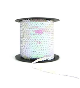 AB White 6mm Sequin Trimming String Flat Round Costume Craft (1/3/5/10/90M) - Picture 1 of 1