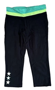 SO Girl's Colorblock Yoga Capri Pants Black/Green/Stars - Size 16 - New/NWT - Picture 1 of 4