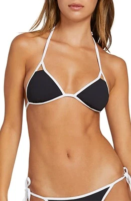 Volcom Black Simply Rib Triangle Bikini Swimsuit Top Women's Size L L22630 - Image 1 of 3