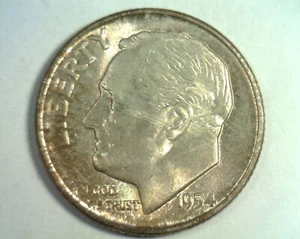 1954-S ROOSEVELT GROSCHEN GEM UNZIRKULIERT GEM UNC. ATTRAKTIVER TON / FARBORIGNAL - Bild 1 von 2
