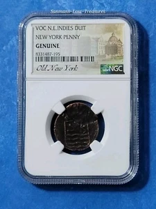 ๐ฝ1790 NEW YORK VOC N.E. INDIES DUIT PENNY NGC GENUINE.. PENNY DOUBLE STRUCK. ๐ - Picture 1 of 6