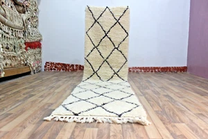 WHITE WOOL RUNNER RUG CARPET RUNNER STAIRS KITCHEN CARPET RUGS OUTDOOR RUNNER - Picture 1 of 9