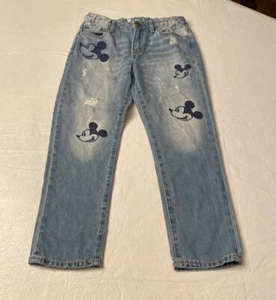 Gap Kids Disney Girlfriend Jeans Mickey Mouse Size 8 Plus with adjustable waist - Picture 1 of 5