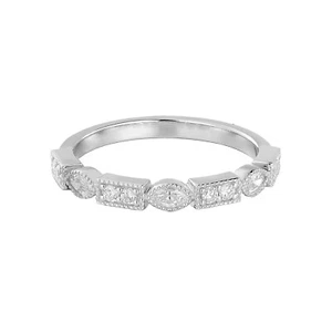 14K White Gold Marquise Lab Grown Diamond Wedding Band MZ6381-1 - Picture 1 of 7