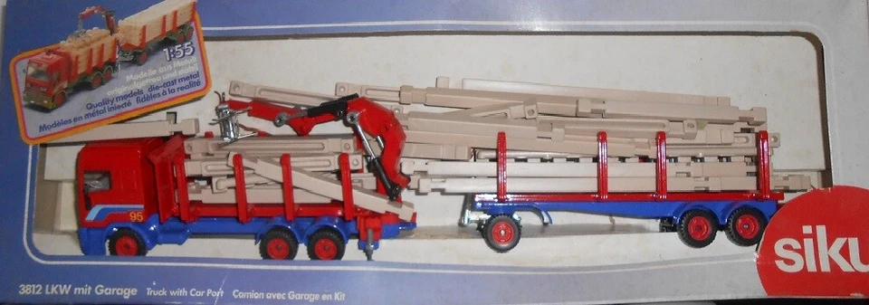 RARE SIKU #3812 DAF 95 Truck w/ CRANE &  Trailer w/ CAR PORT GARAGE Building - Image 1 of 1