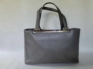 Michael Kors Handbag Pebbled Leather Gray Chrome Trim Large - Picture 1 of 7