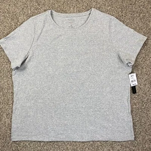 Preswick & Moore Shirt Womens 2X Gray Short Sleeve Crew Neck Pullover Cotton NWT - Picture 1 of 11