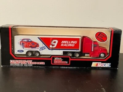 Racing Champions #9 Bill Elliot Melling rojo NASCAR transporte de carreras con coche 1/64 Foto 1 de 2