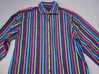 Mens Duchamp Shirt Size Small Medium Colourful Stripe Cotton 15.5