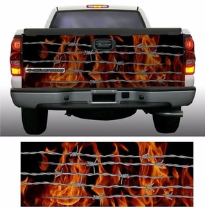 Flame fire barbed wire truck tailgate vinyl graphic decal wraps - Picture 1 of 1