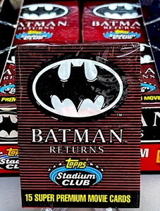1991 Topps Stadium Club Batman Returns Hit Movie 🍿 Paquete de 15 tarjetas DC IMPORTACIÓN EMBALAJE ORIGINAL! - Imagen 1 de 18