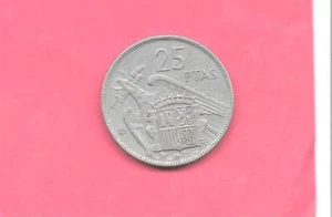 SPAIN SPANISH KM787 1957 (58) vf-very fine-nice old vintage USED 25 pesetas coin - Picture 1 of 1