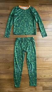 Boys Climate Right By Cuddl Duds MINECRAFT Creeper Pajamas Set Size Medium - Picture 1 of 13