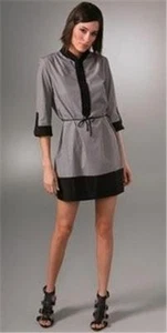 Mini Camisa de Vestido Túnica Rag & Bone Campesino Túnez a Rayas de Algodón Gris Negra 4 EE. UU. - Imagen 1 de 9