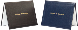 Black or Navy Blue Padded Diploma Cover 6x8" Imprinted w/Diploma of Graduation