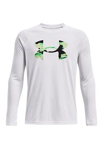 Under Armour UA Tech Logo Fill LS White Long Sleeve Shirt - Picture 1 of 2