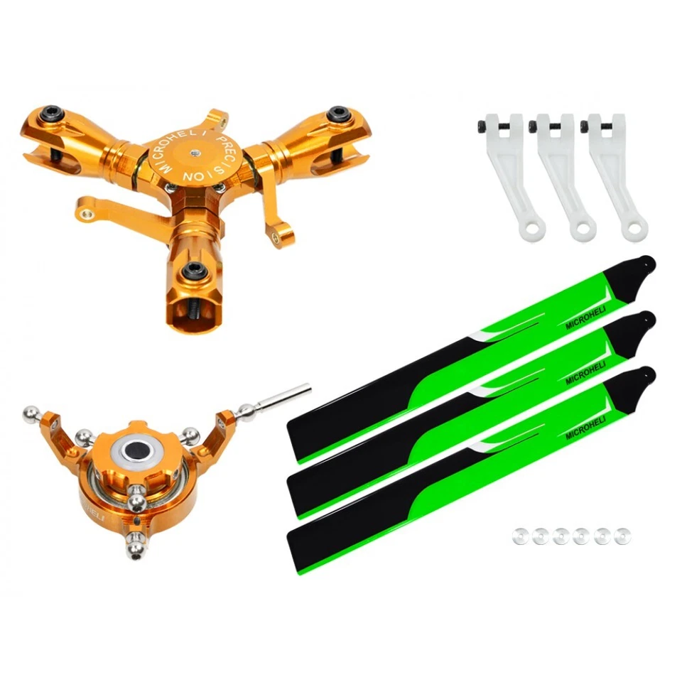 Juego de conversión de cuchillas de plástico de carbono triple verde MH CNC (ORO)-OMPHobbyM2V1/V2/EXP Foto 1 de 1