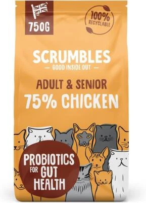 Scrumbles - Complete Dry Adult & Senior Cat Food with Probiotics - Chicken 750g