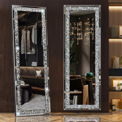 Extral Large Elegant Diamond Wall Mirror Crushed Crystal Long Full Length Mirror - image 1 of 4
