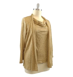Jones New York Signature Woman 2 Piece Sweater Set Gold Metallic 1X - Picture 1 of 13