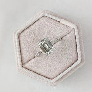 Alianza de boda 0,24 quilates semi montura corte radiante diamante sólido oro blanco de 18 k - Imagen 1 de 10