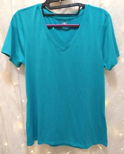 Athletic Works Girls Small 4-6 Green Shirt Core Active Basic Solid V-Neck Plain - Picture 1 of 6