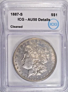 1887-S MORGAN DOLLAR ~ FRESH SLAB ICG AU50 DETAILS! - Picture 1 of 2
