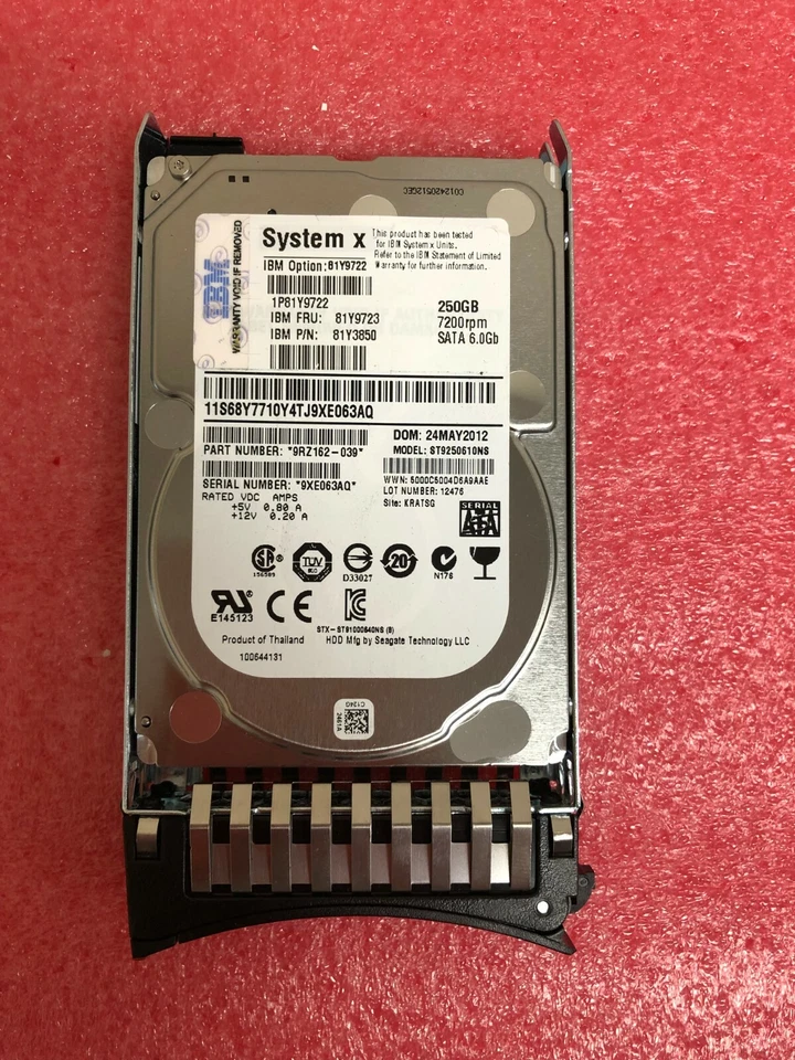 IBM 250GB 2.5" SATA NL 7.2K 6Gb/s SFF Server Hard Drive 81Y9722 81Y9723 - Image 1 of 1