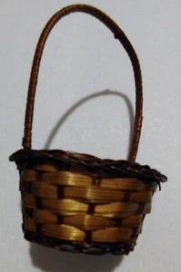 Mini Brown Round Fruit Wicker Decorative Basket 3 1/4 in Dia x 5 in Total Height - Picture 1 of 9