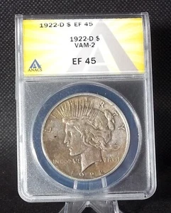 1922 D Peace Silver Dollar ANACS EF 45 VAM 2 Normal Die, #9766 - Picture 1 of 4