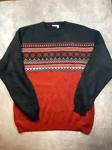 Vintage Y2K Sideout Sports Striped Long sleeve Sweater Black Red Large 2000s - Picture 1 of 6