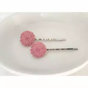 Pink Floral Hair Pins, Wedding Hair Pins, Womens Hair Pins, Flower Hair Pins, Br - Picture 1 of 2