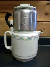 VINTAGE HALL WILDFIRE PATTERN S LID COFFEE POT & DRIP 10 CUP ROSES RIBBON 