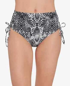 Salt + Cove Juniors High-Waisted Lace-Side Bikini Swim Bottom, Black Snake, XL - Picture 1 of 3