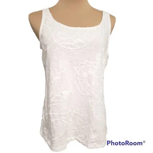 Zenergy by Chico's White Paisley Floral Pattern Tank Top Size 1 - Picture 1 of 7