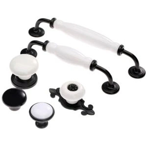 Ceramic Cabinet Pulls Kitchen Furniture Cupboard Drawer Door Pulls Handles White - Picture 1 of 9