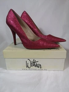 ZOE WITTNER "Kawai" Heels Pink Pump Glitter Shoes Ladies Size 41 - Picture 1 of 11