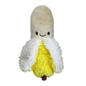 "Juguete de peluche aplastable comida reconfortante plátano 10"" cara sonriente pelada" - Imagen 1 de 5