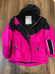 Obermeyer Skimantel Damen 8 Christie rosa schwarz Nylon Thermo Jacke Kapuze - Bild 1 von 15