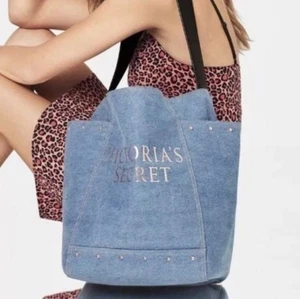NEW Victoria's Secret Weekender Tote Bag Denim Blue (Jeans) Limited Edition - Picture 1 of 9