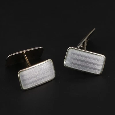 Gemelos de colección de plata de ley - esmalte ART DECO a rayas para hombre - 13,5 g Foto 1 de 4